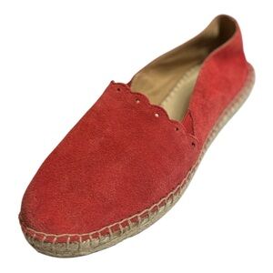 Talbots Izzy Espadrilles Silk Suede Leather Flats Coral Red Size 8